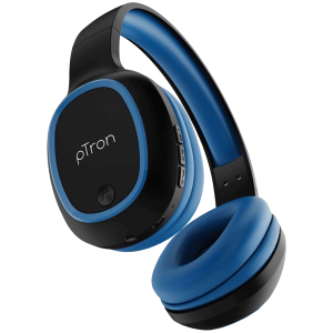 Croma - pTron Soundster Lite Over-Ear Passive Noise Cancellation Wireless Headphone with Mic ( Blue)